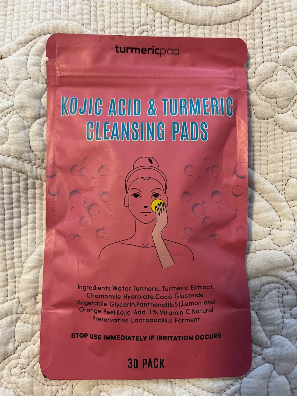 TurmericPad Kojic Acid & Turmeric Cleansing Pads — Pink